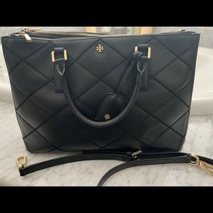 Tory Burch Robinson Cross Stitch Bag. Black. Like New.